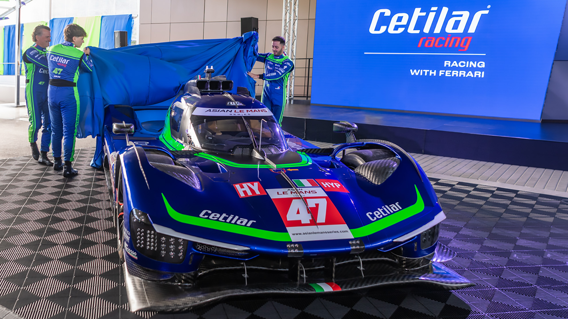 Cetilar Racing reveals the blue and green #47 Ferrari 499P livery for its 2026/27 ALMS Hypercar debut with the Lacortes and Fuoco.
