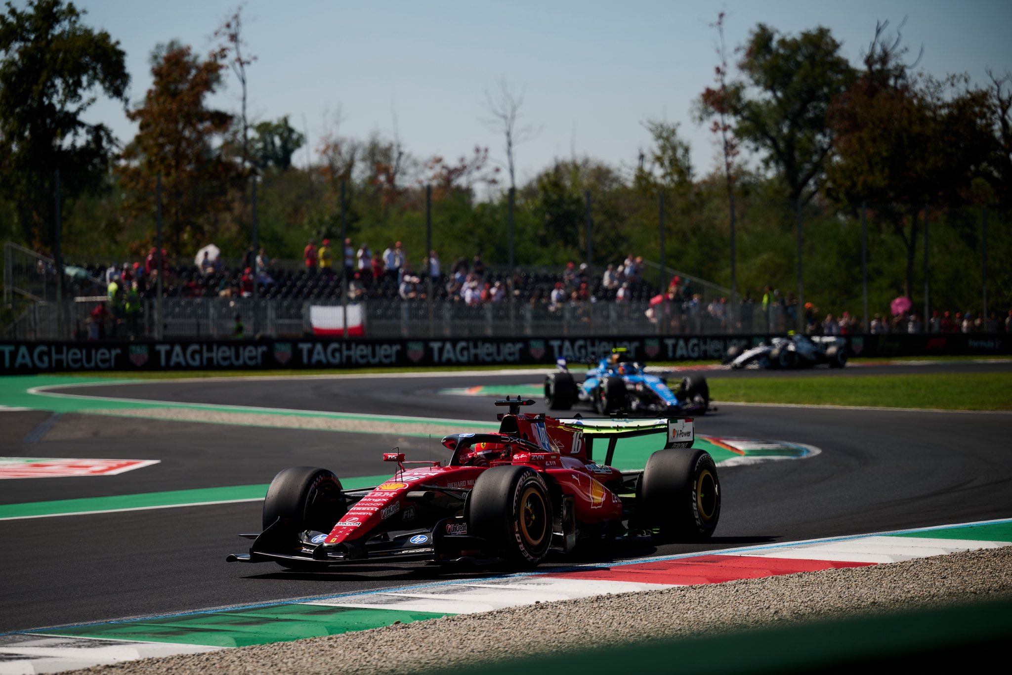 Ferrari's Charles Leclerc during FP1 at the 2026 F1 Italian GP.