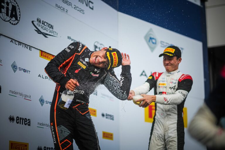 Podium celebrations, Clerot and Deligny, Race 2, Spielberg, FRECA Round 7, 2025