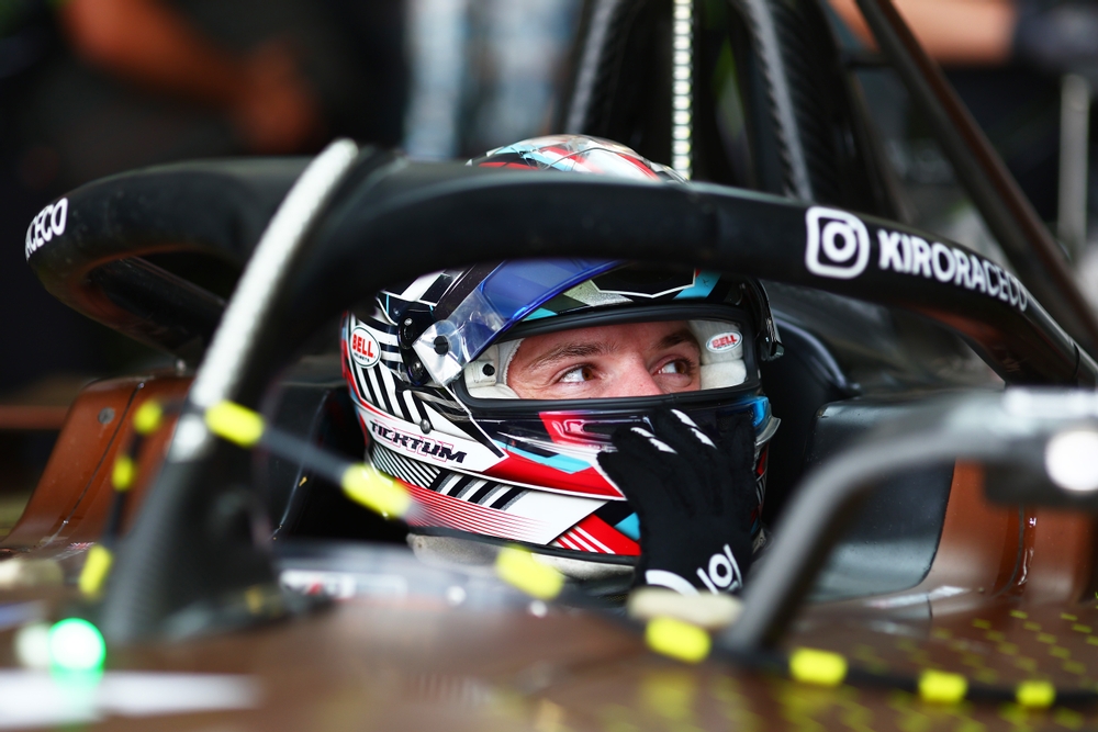 JAKARTA, INDONESIA - JUNE 21: Dan Ticktum of Great Britain and CUPRA KIRO prepares to drive in the garage during qualifying, ahead of the Jakarta E-Prix, Round 12 of the 2025 FIA Formula E World Championship at Jakarta International e-Prix Circuit on June 21, 2025 in Jakarta, Indonesia. (Photo by Joe Portlock/LAT Images)