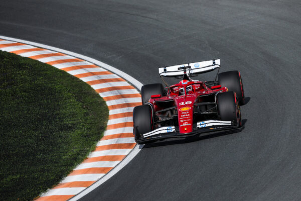 Charles Leclerc's Ferrari at Zandvoort, the 2025 Dutch Grand Prix on Friday Free Practice session.