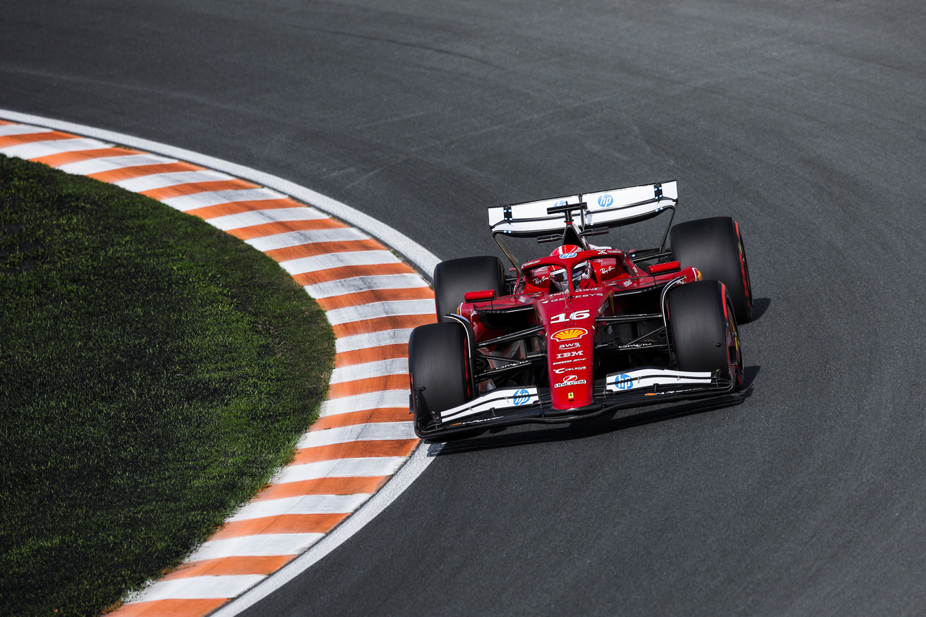 Charles Leclerc's Ferrari at Zandvoort, the 2025 Dutch Grand Prix on Friday Free Practice session.
