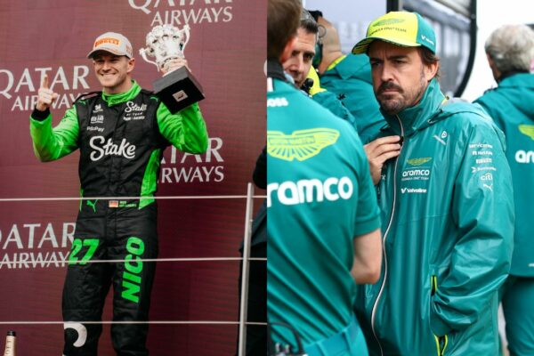 Nico Hulkenberg (L) and Fernando Alonso (R)