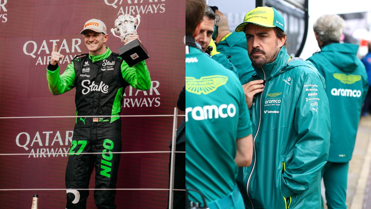 Nico Hulkenberg (L) and Fernando Alonso (R)