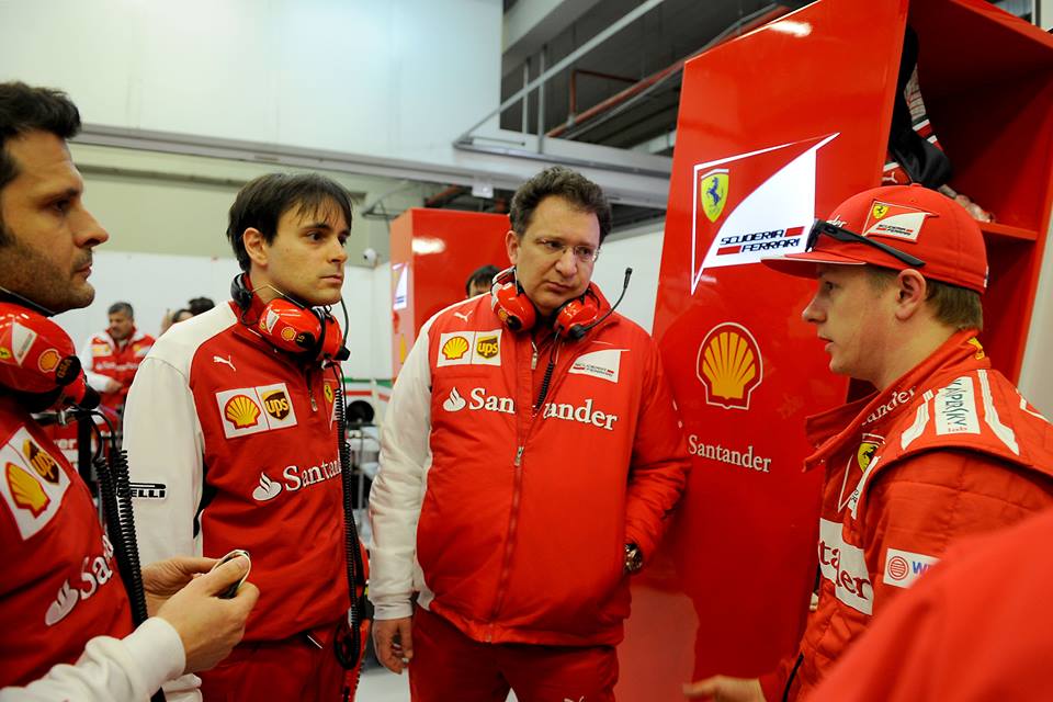 Current head of FIA single-seaters Nikolas Tombazis listens to Kimi Räikkonen during his time working at Scuderia Ferrari as the engineer discussed the controversy surrounding flexing front wings in the 2024 F1 season.