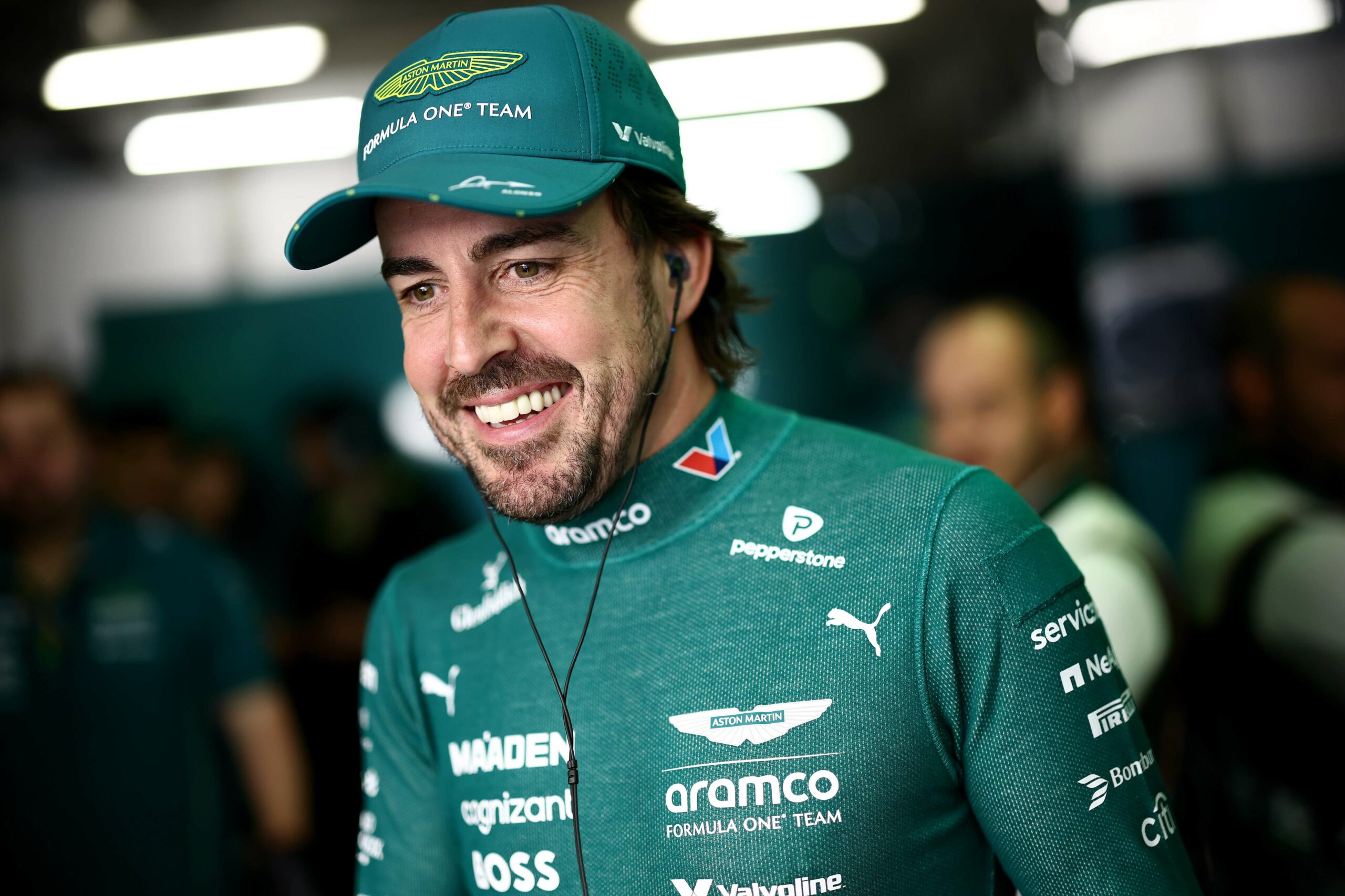 SHANGHAI, CHINA - MARCH 21: Fernando Alonso of Spain and Aston Martin F1 Team looks on during Sprint Qualifying ahead of the F1 Grand Prix of China at Shanghai International Circuit on March 21, 2025 in Shanghai, China. (Photo by Zak Mauger/LAT Images)