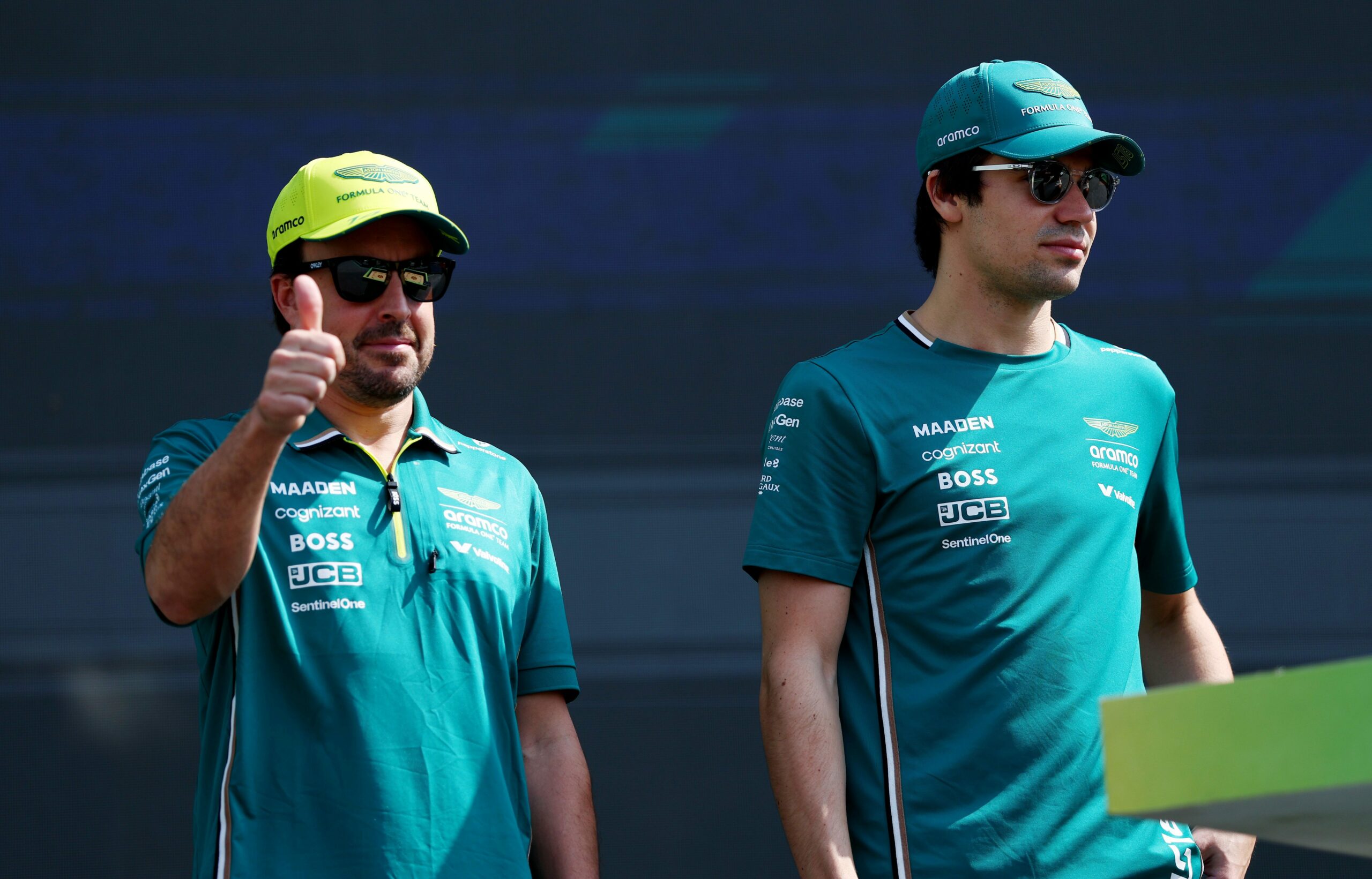 (L-R) Fernando Alonso and Lance Stroll at Canadian GP