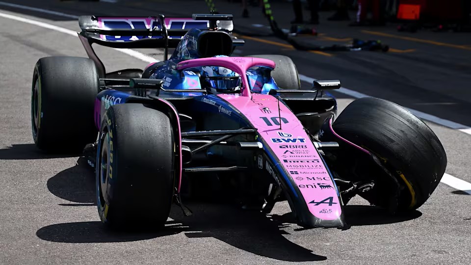 Gasly returns his Alpine to the pits after crashing with Tsunoda in the Monaco GP