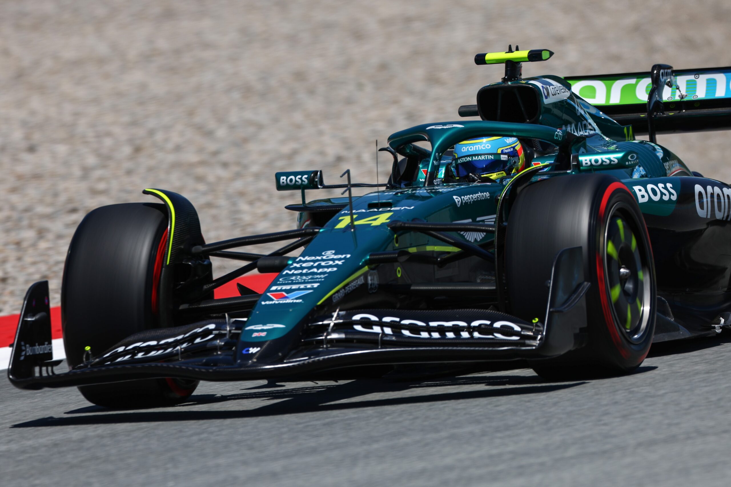 Fernando Alonso driving at Spain
