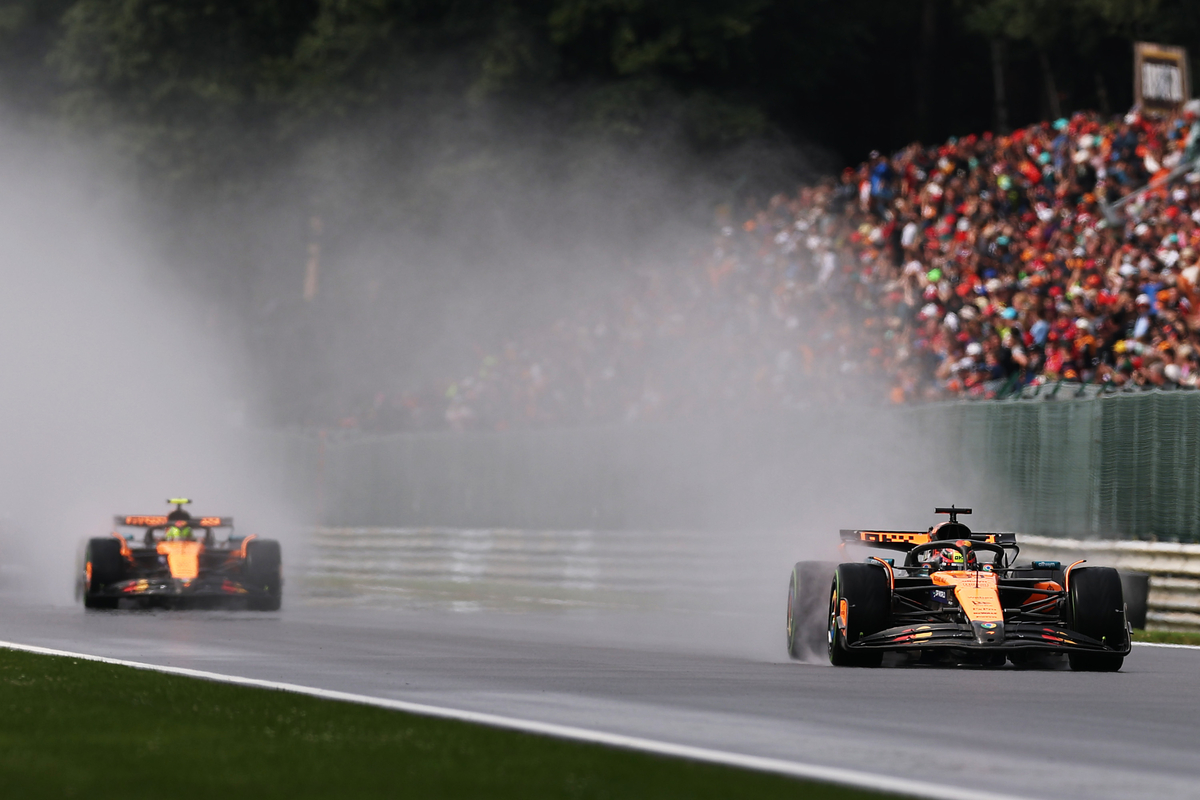 McLaren Drivers Oscar Piastri and Lando Norris during the F1 Belgian GP