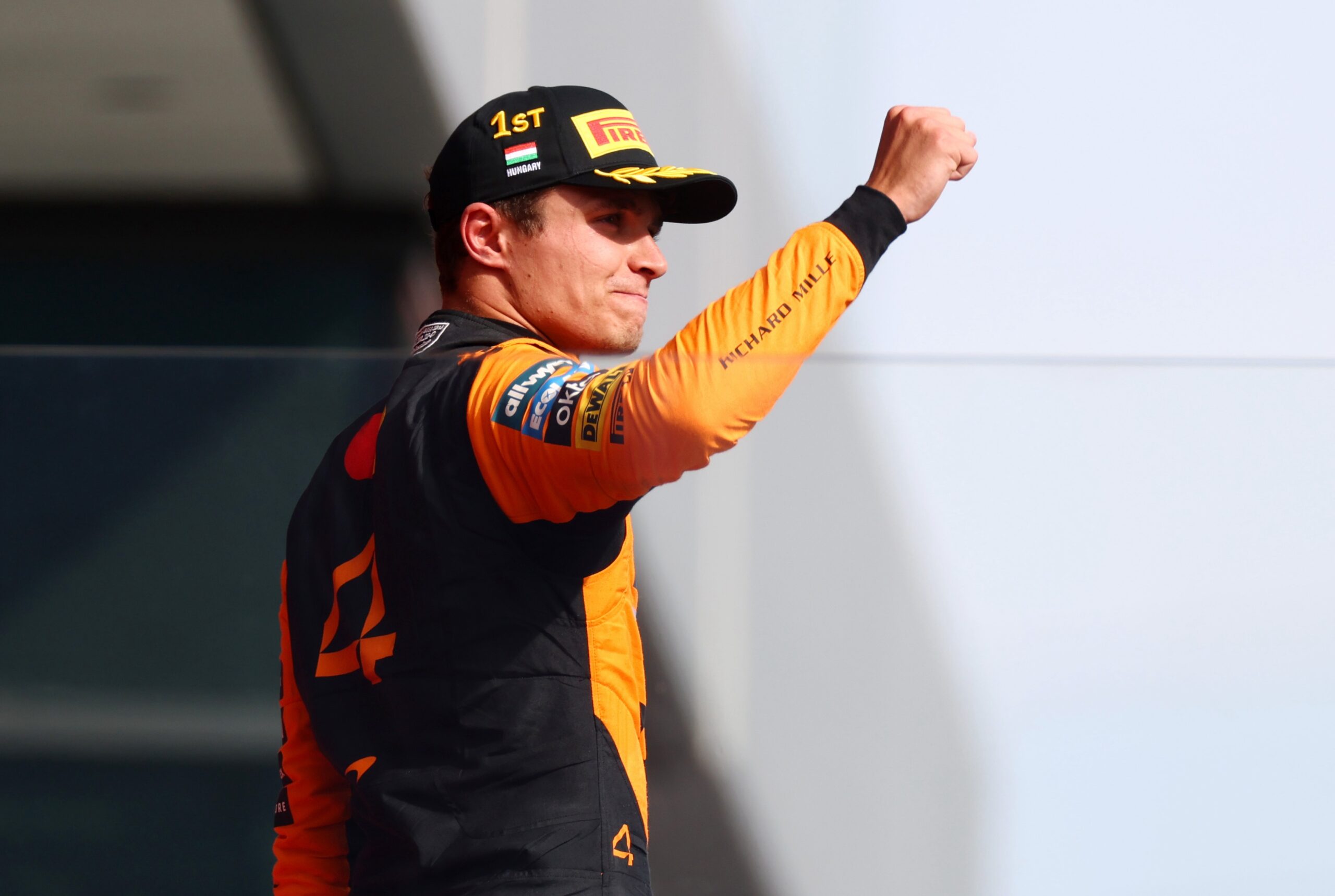 Lando Norris celebrating after the F1 Hungarian GP