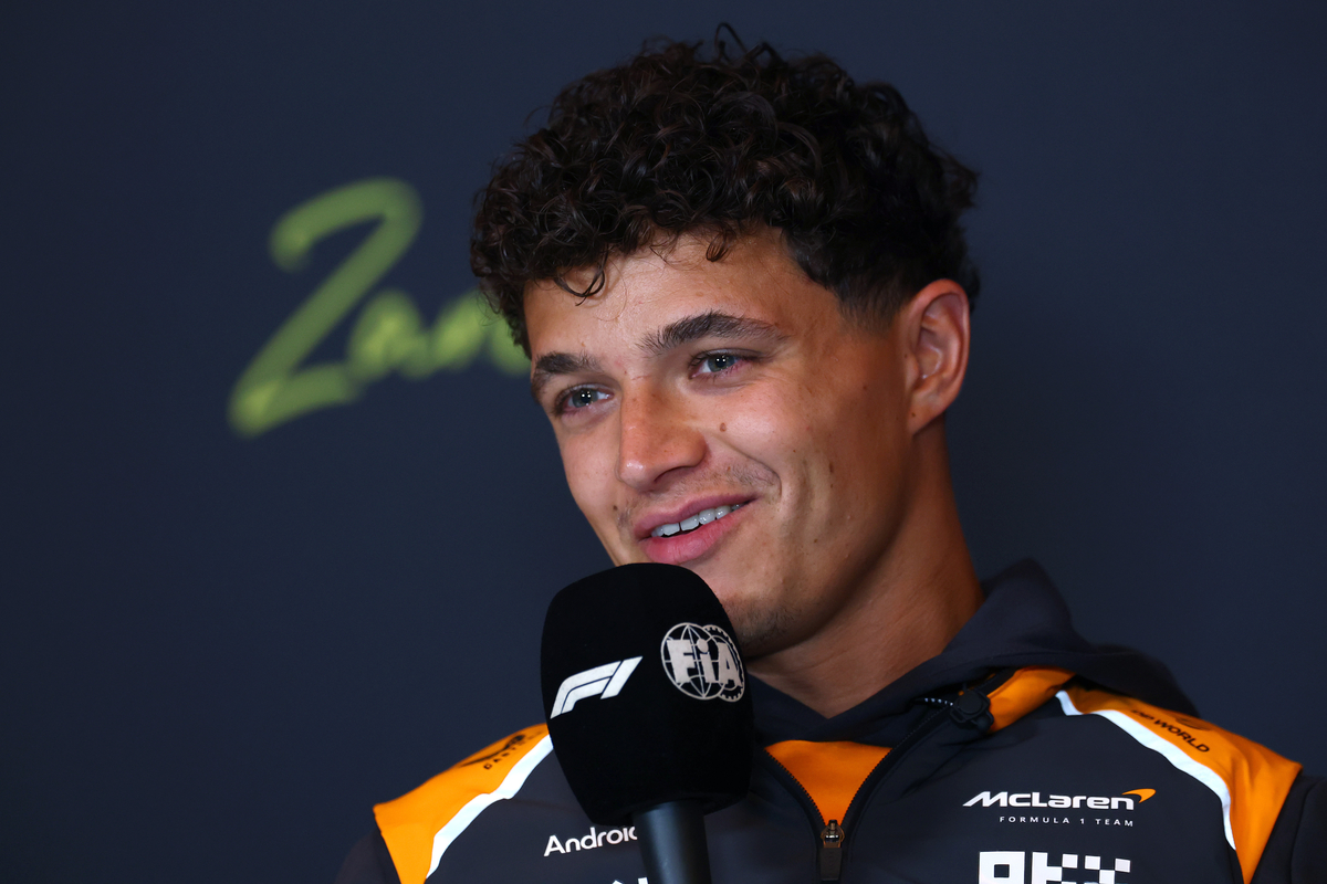 McLaren's Lando Norris in a press conference ahead of the F1 Dutch GP