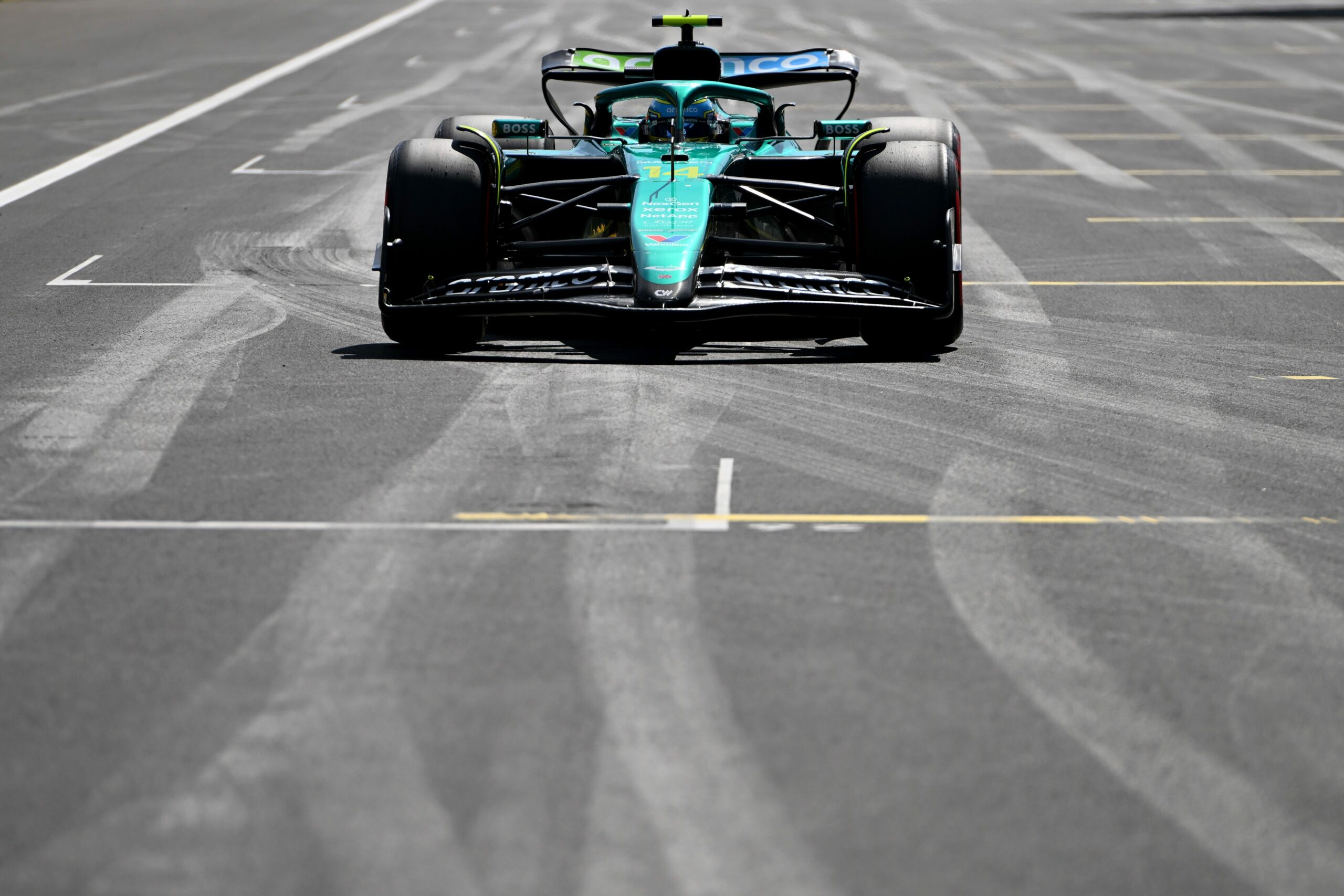 Aston Martin F1 car on track at the Italian GP in Monza