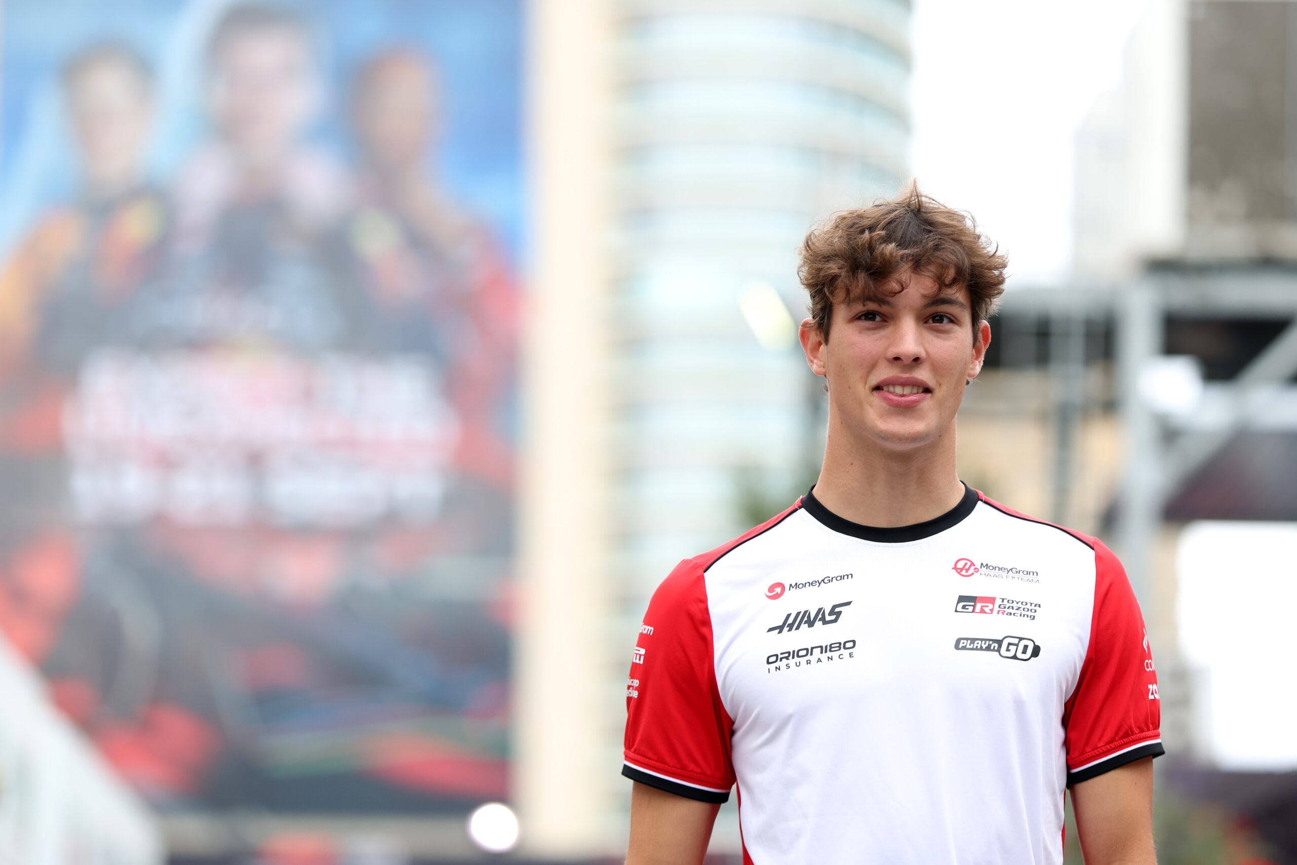 Haas' Ollie Bearman during media day ahead of F1 Baku GP