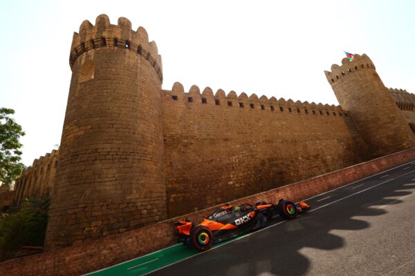 Lando Norris during FP1 of the F1 Azerbaijan GP in Baku.