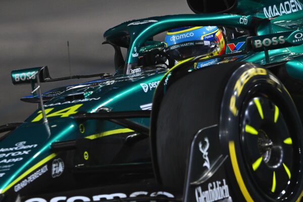 Aston Martin's Fernando Alonso on track at the F1 Singapore GP before statements from Andy Cowell