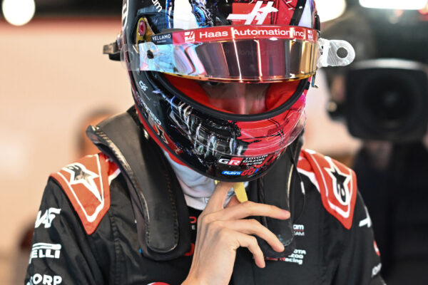 LAS VEGAS, NEVADA - NOVEMBER 20: Esteban Ocon of France and Haas F1 prepares to drive in the garage during practice ahead of the F1 Las Vegas GP at Las Vegas Strip Circuit on November 20, 2025 in Las Vegas, Nevada. (Photo by Simon Galloway/LAT Images)