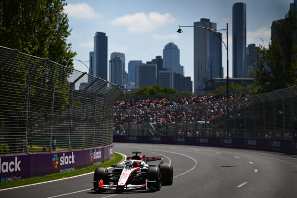 Esteban Ocon driving Haas F1 VF-26 on track during practice session in the 2026 Australian GP.
