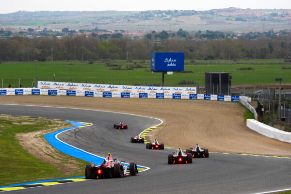 Formula E drivers on track ahead of the Madrid E-Prix at Circuito del Jarama
