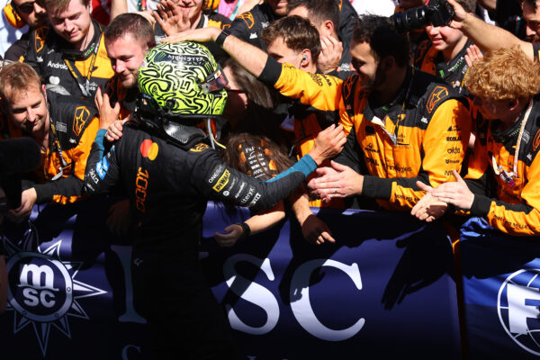 Norris happily surprised by pace at 2026 F1 Barcelona-Catalunya GP Lando Norris and McLaren celebrates with his team in parc ferme during the F1 Grand Prix of Barcelona-Catalunya.
