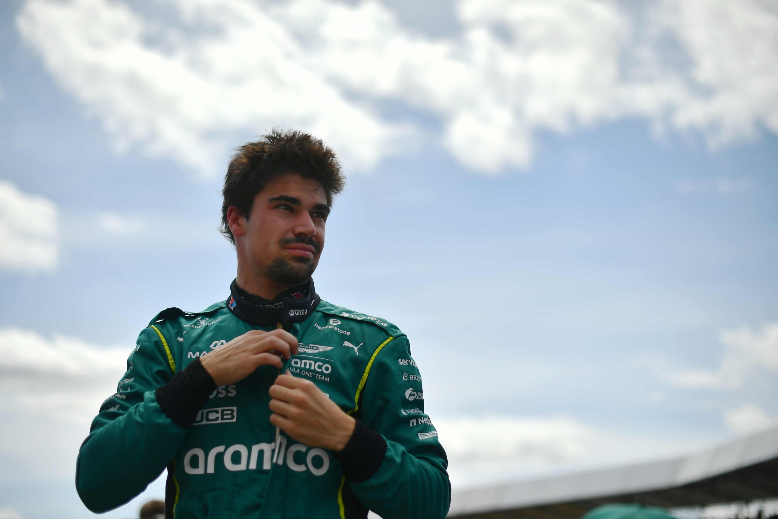 NORTHAMPTON, ENGLAND - JULY 05: Lance Stroll of Canada and Aston Martin F1 Team on the grid prior to the F1 Grand Prix of Great Britain at Silverstone Circuit on July 05, 2026 in Northampton, England. (Photo by James Sutton/Sutton Images) 2284743803 Colour Image, Horizontal, sport, motorsport, formula one racing