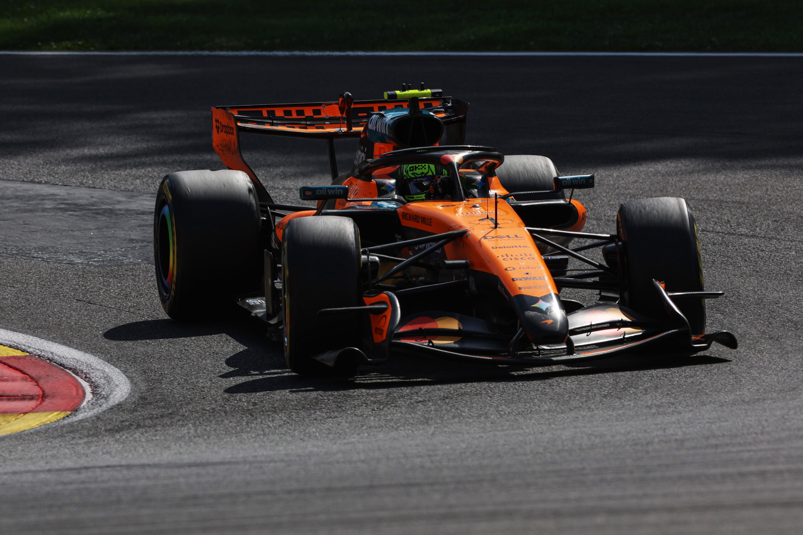 Lando Norris out on track for McLaren at the 2026 F1 Belgian GP.