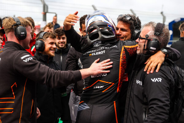 Pedro Clerot of Van Amersfoort Racing celebrates with his team after a strong 2025 FRECA weekend in Zandvoort