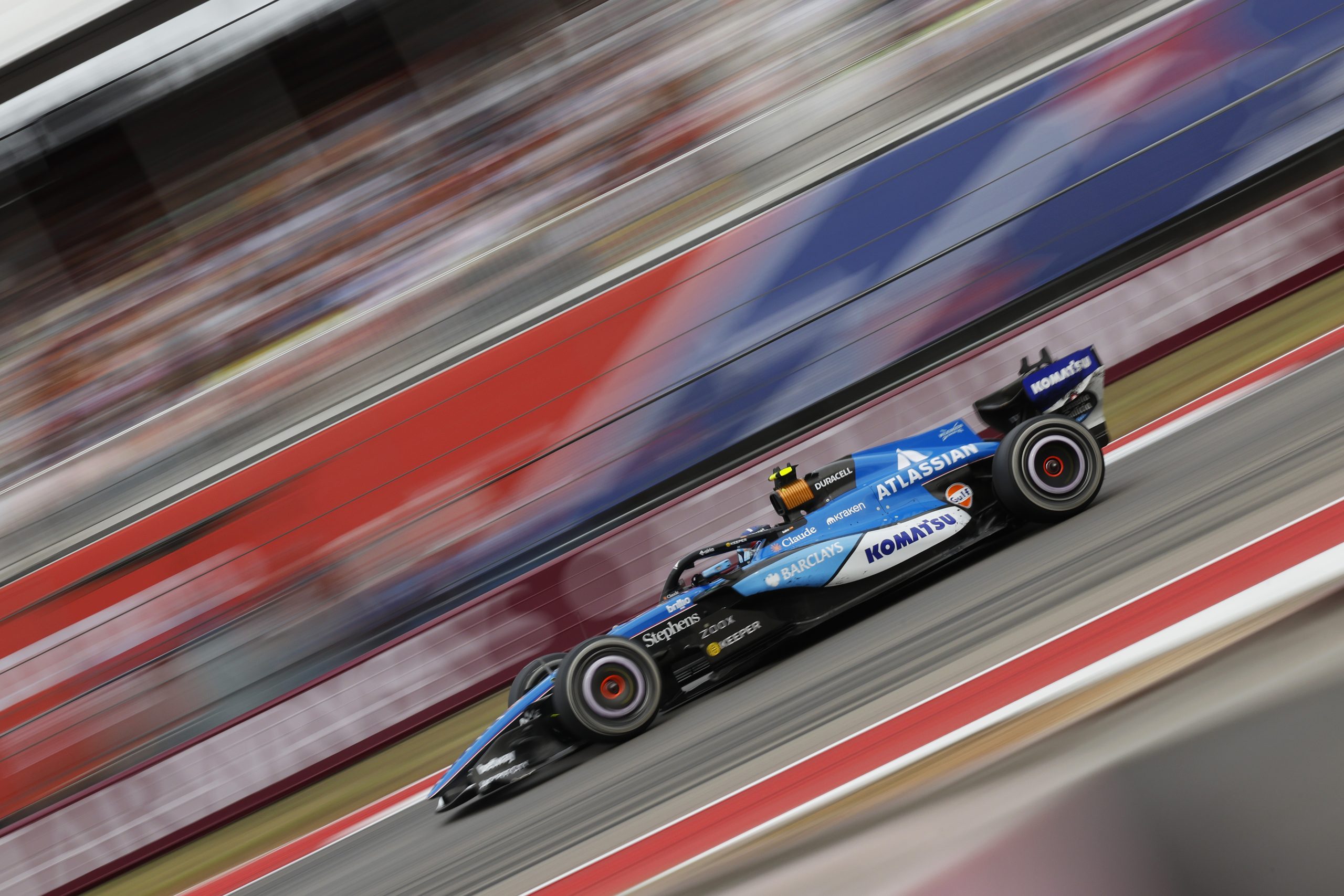 AUSTIN, TEXAS - OCTOBER 25: Carlos Sainz of Spain driving the (55) Williams FW48 Mercedes on track during the F1 Grand Prix of United States at Circuit of The Americas on October 25, 2026 in Austin, Texas. (Photo by Logan Riely/LAT Images)