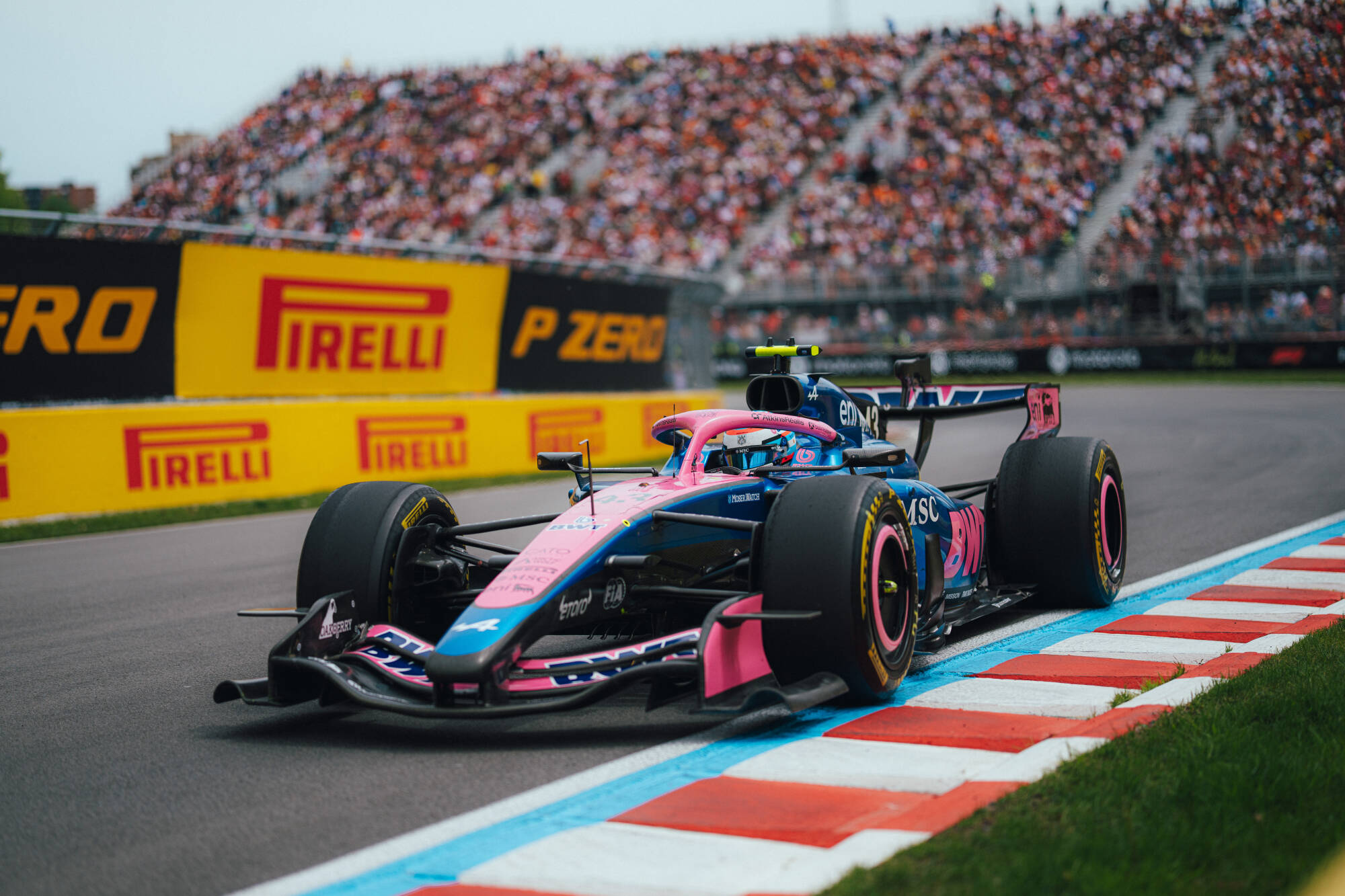 Franco Colapinto on track at the 2026 F1 Canadian GP for Alpine.