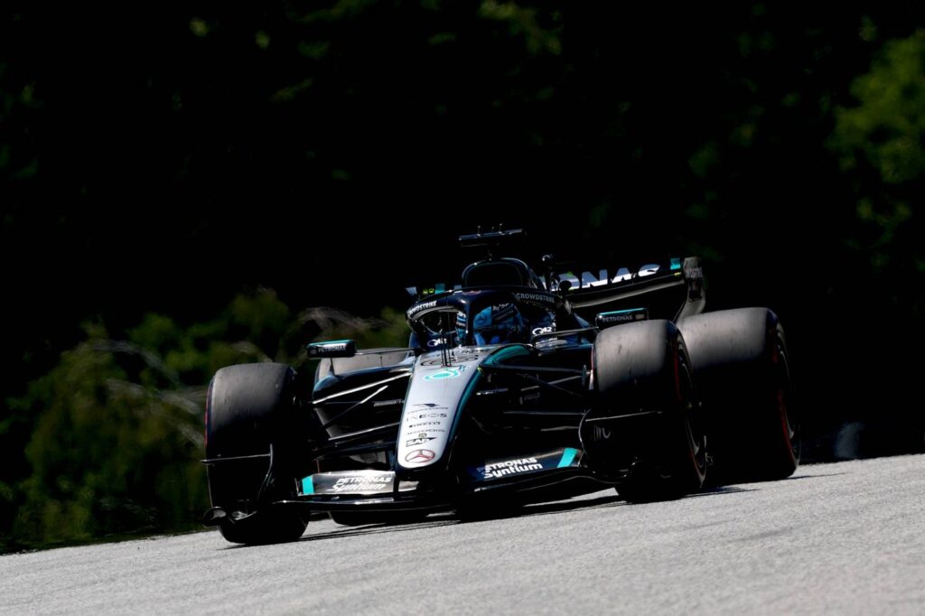 Pole Sitter George Russell driving during F1 Austrian GP Qualifying