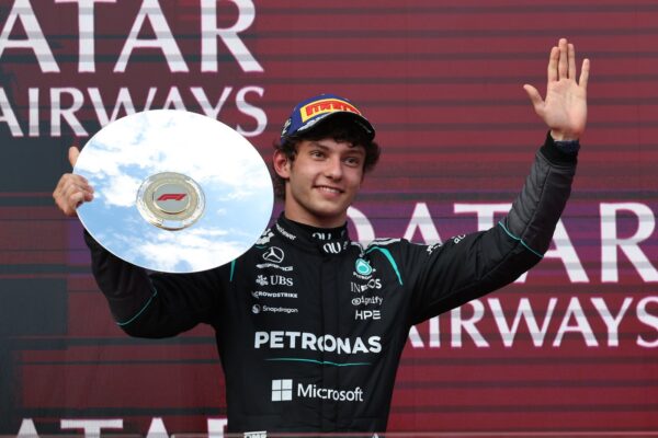 Antonelli on the Podium at the 2026 Australian Grand Prix for Mercedes.