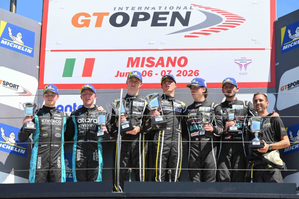 Emson and Lebbon sweep Misano for Elite Motorsport to take the 2026 GT Open points lead ahead of Mansell and Götz.