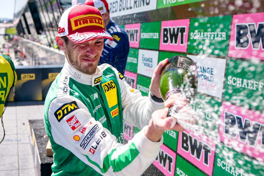 Five DTM drivers stand out after Red Bull Ring, with Engel leading as Auer, Wittmann, Preining and van der Linde chase.