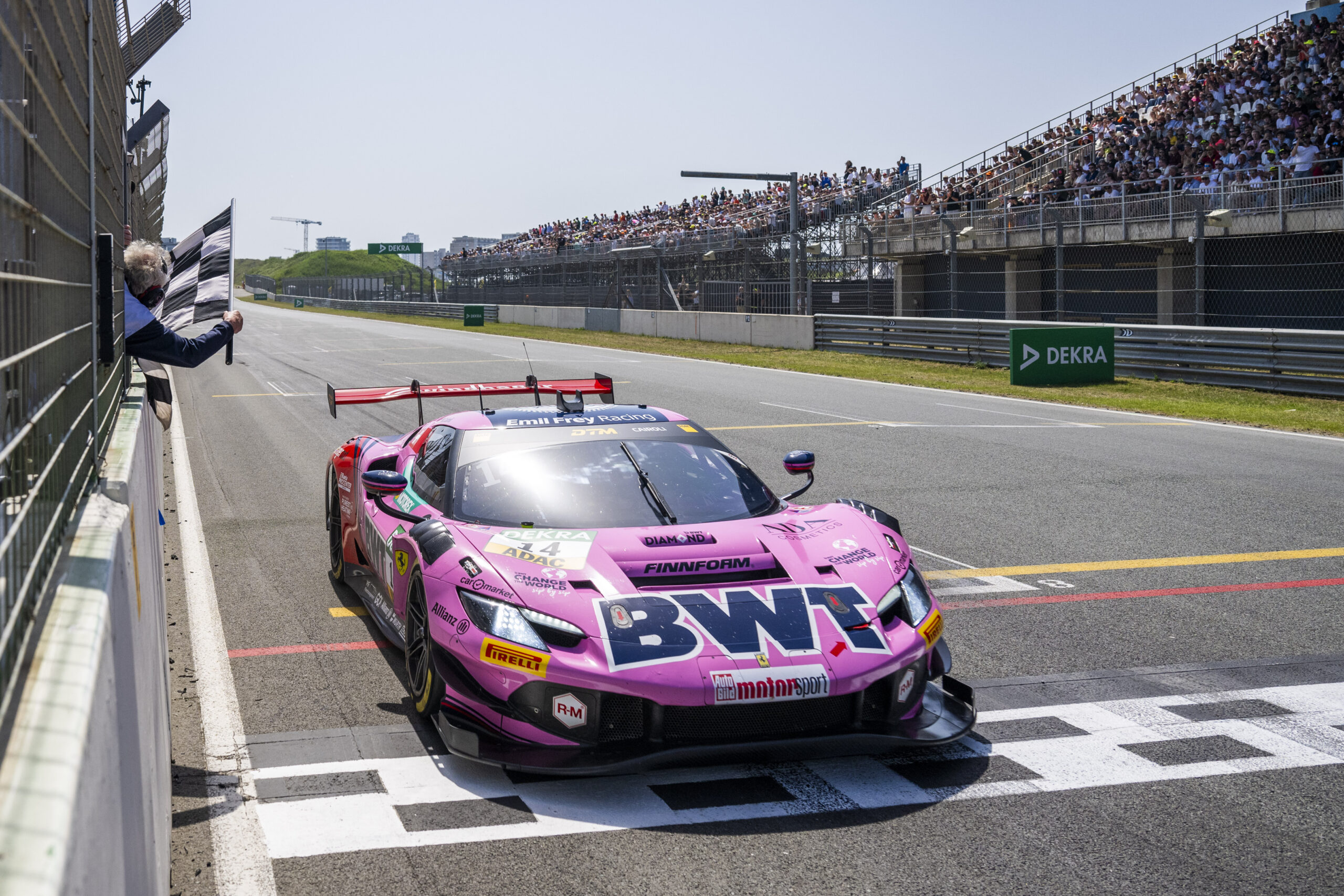 Matteo Cairoli claimed his maiden DTM victory in Race 1 at Zandvoort, leading Lucas Auer and Thierry Vermeulen in a controlled Ferrari win
