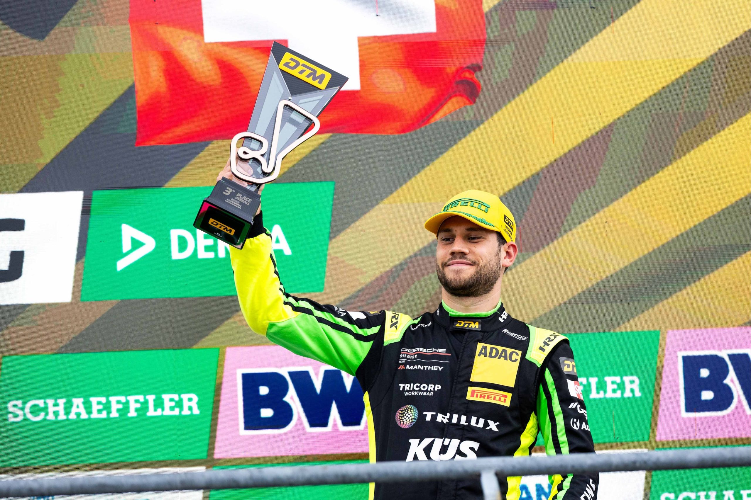 Ricardo Feller reflects on a chaotic DTM Sachsenring Race 2 after securing third place and a Manthey double podium