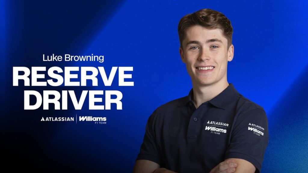 Williams F1 Team have confirmed that Luke Browning will be their reserve driver for the 2026 ssason.