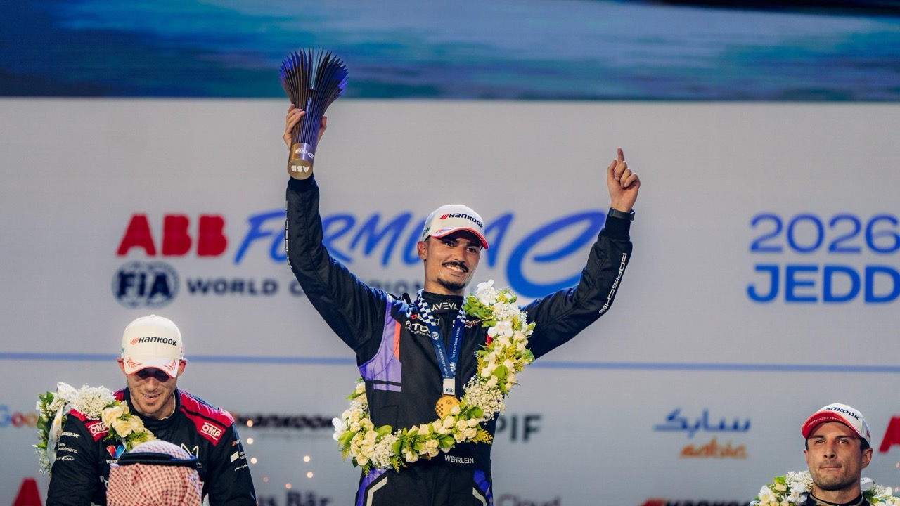 Pascal Wehrlein wins the Jeddah E-Prix on his 100th Formula E start, securing Porsche’s first victory of the season in the Pit Boost era