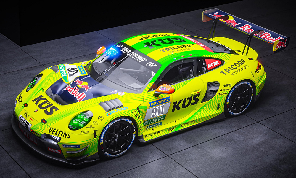 Manthey Racing unveils a special Grello Porsche livery for the 2026 Nürburgring 24 Hours, marking team and design anniversaries.