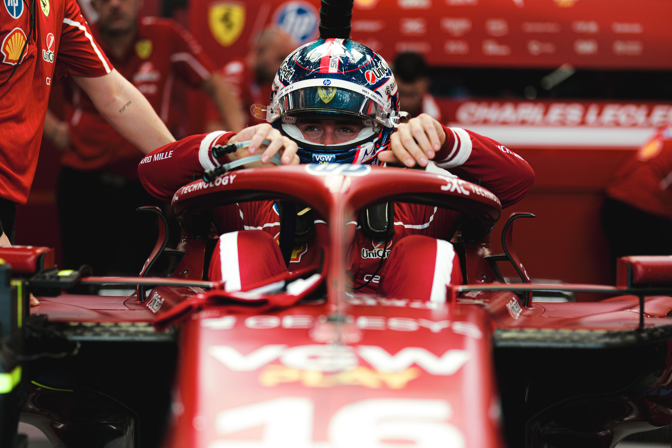 Charles Leclerc talks about Ferrari's underperformance and their fight with Mercedes for second place in the F1 Constructors' Championship this season