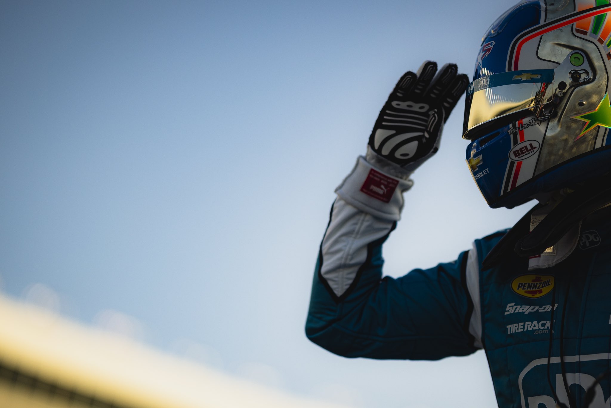 Josef Newgarden in his suit and helmet