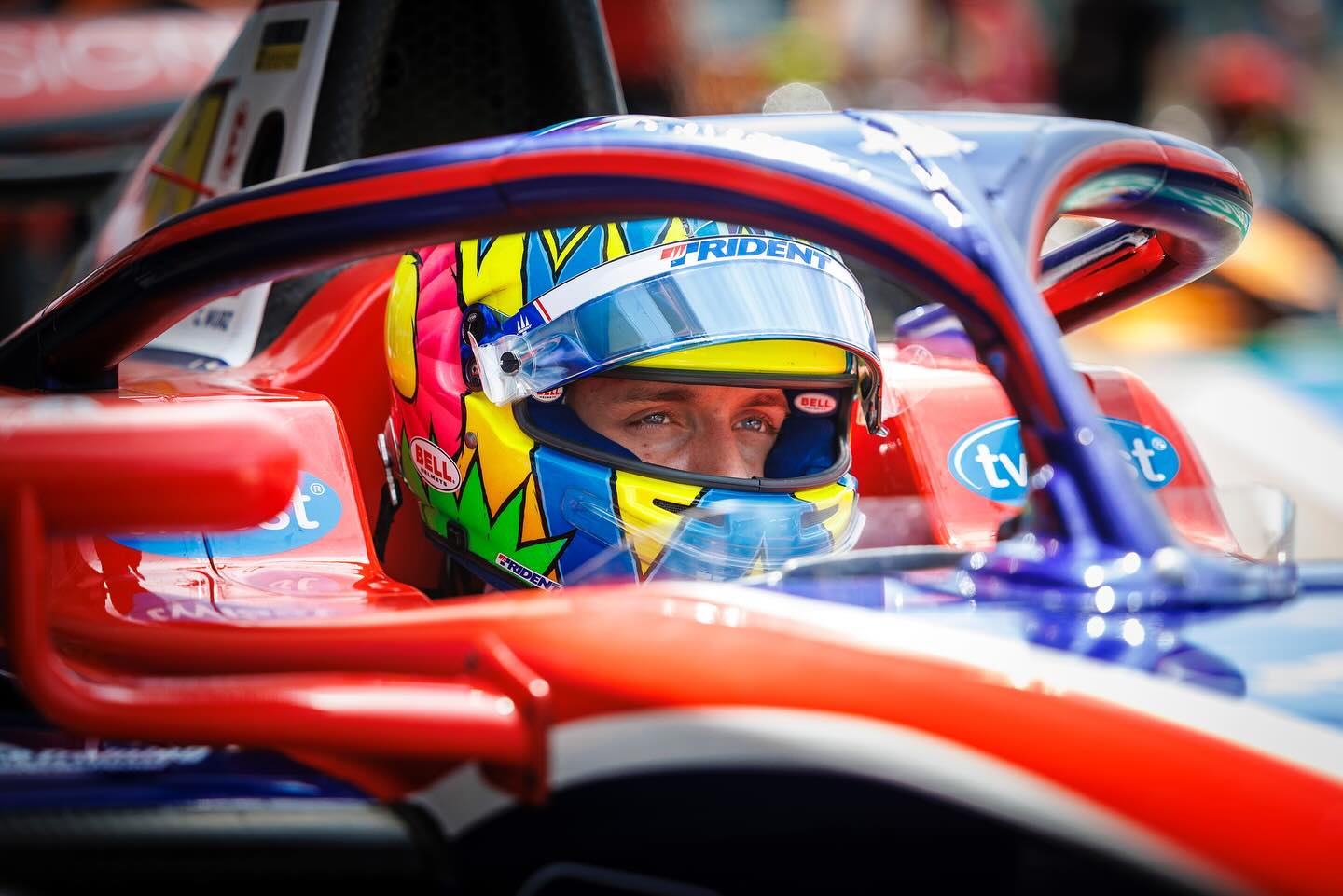 Charlie Wurz wearing his helmet design during the Silverstone round of the 2025 Formula 3 season.