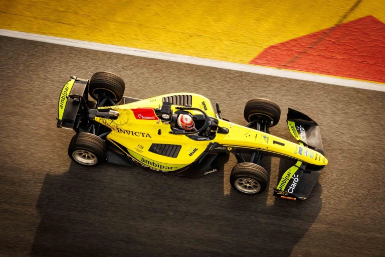 Rafael Câmara Invicta Racing F2 2026 car number 1 during pre-season testing in Barcelona