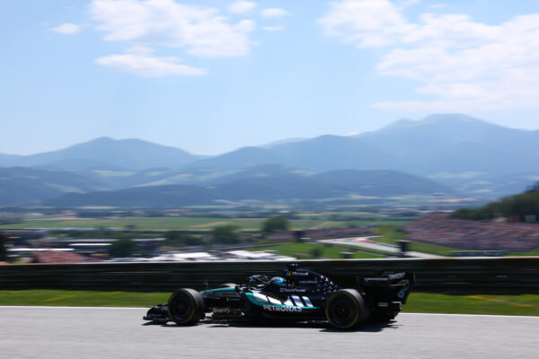 Mercedes F1 driver Russell on track ahead of the Austrian GP