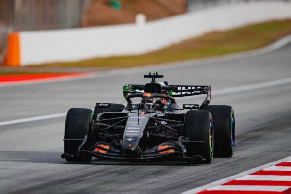 Lando Norris of McLaren Mercedes on track at the 2026 F1 Barcelona shakedown