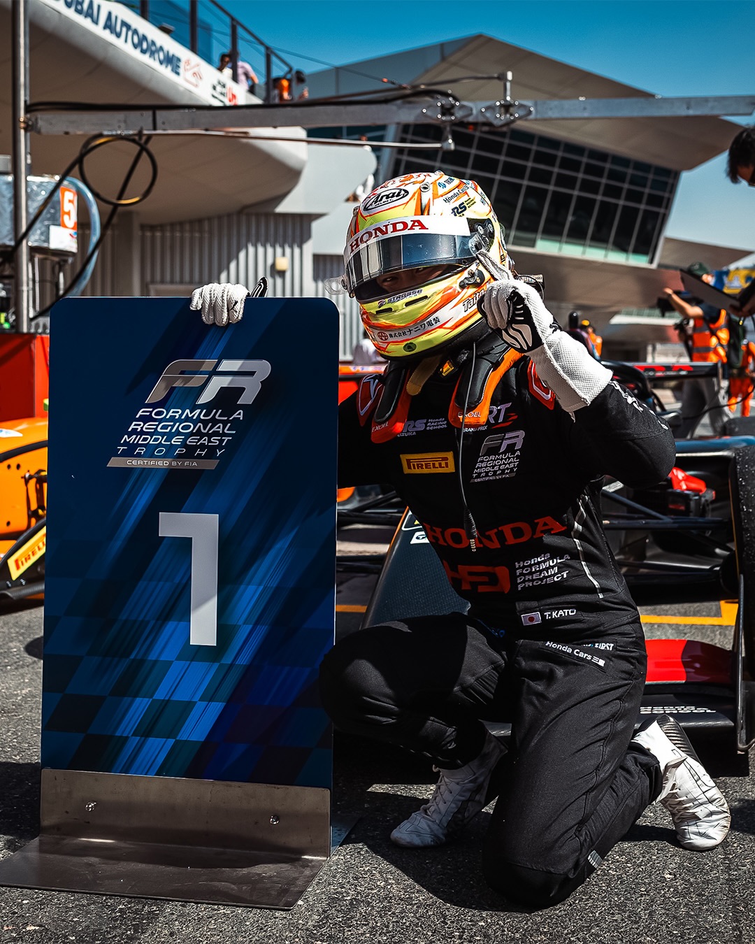 Taito Kato converts pole into victory in 2026 FRME Dubai Race 1 as Abkhazava and Nakamura-Berta complete the podium.