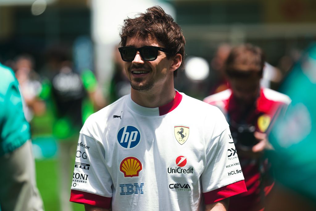 Leclerc driving for Ferrari in the Miami GP