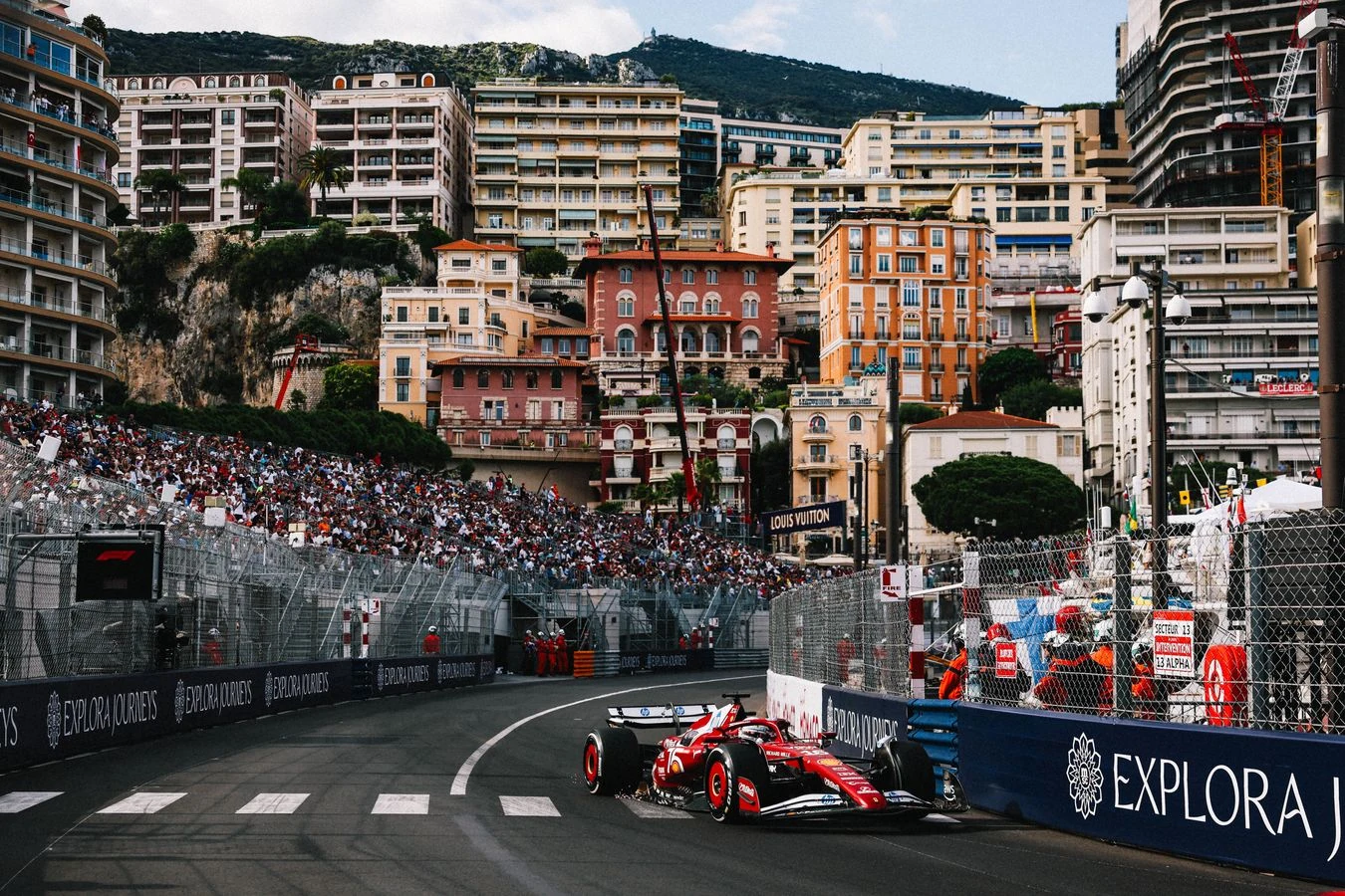 Lewis Hamilton in his SF-25 at the Monaco GP