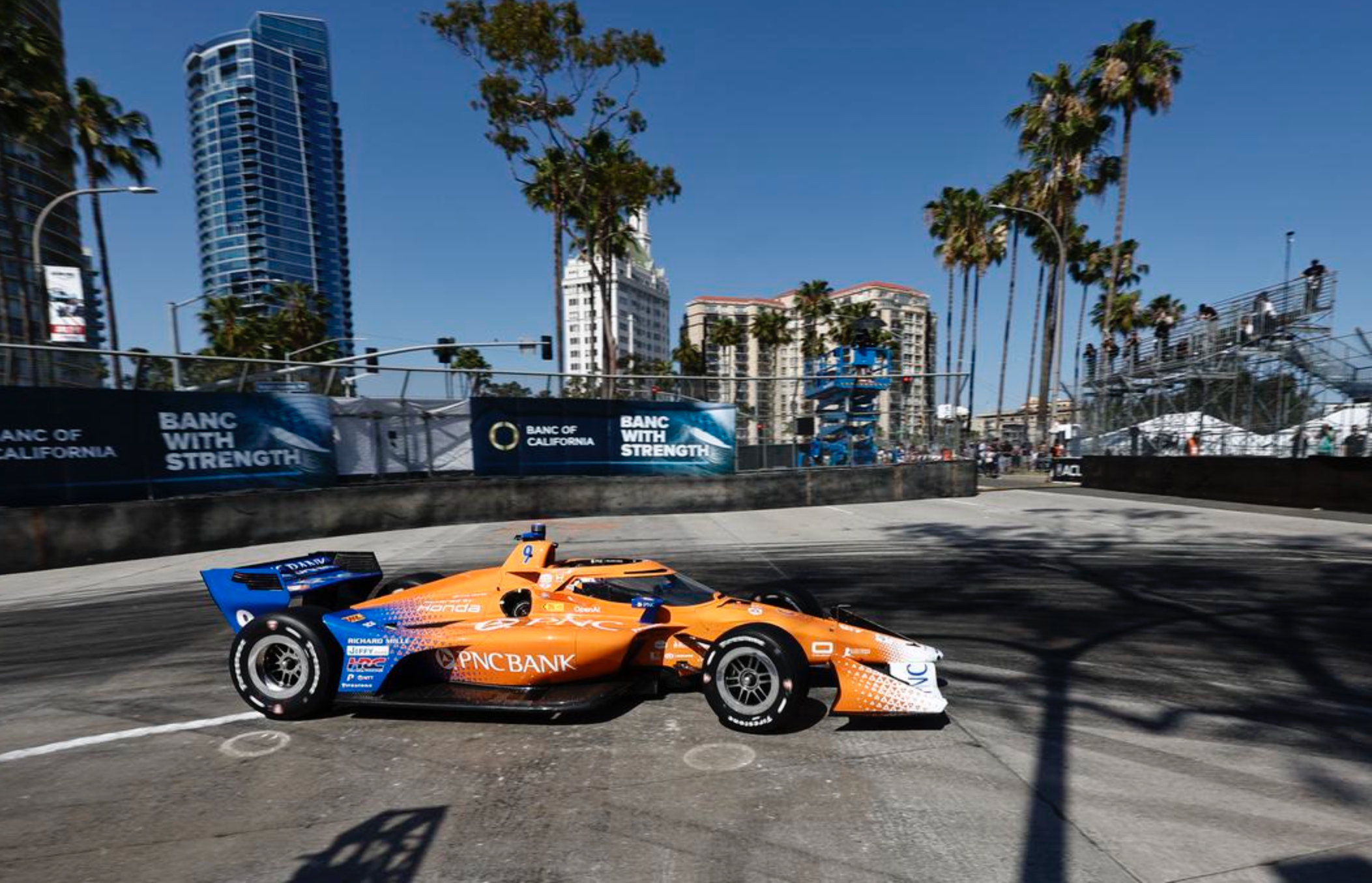 Scott Dixon driving during Practice 2 for the IndyCar 2026 Long Beach race weekend