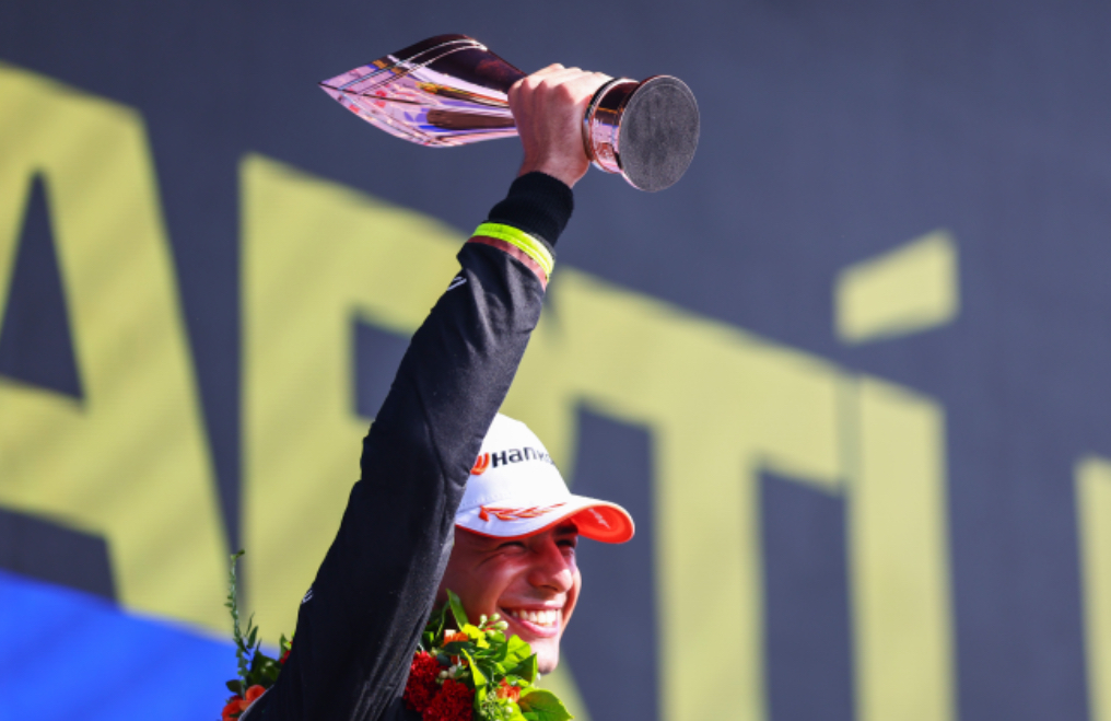 Pepe Martí on the Formula E podium for Cupra Kiro