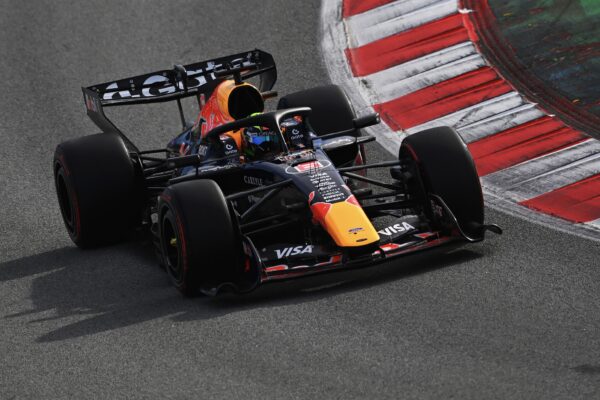 Red Bull driver Hadjar during the F1 Barcelona Shakedown